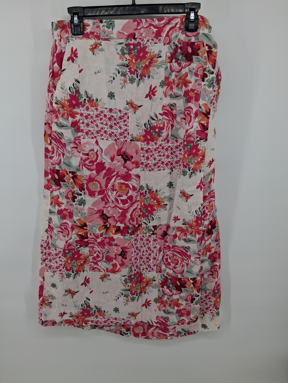 Haute Hippie Pink, Orange and Cream Floral Patchwork A-Line Skirt